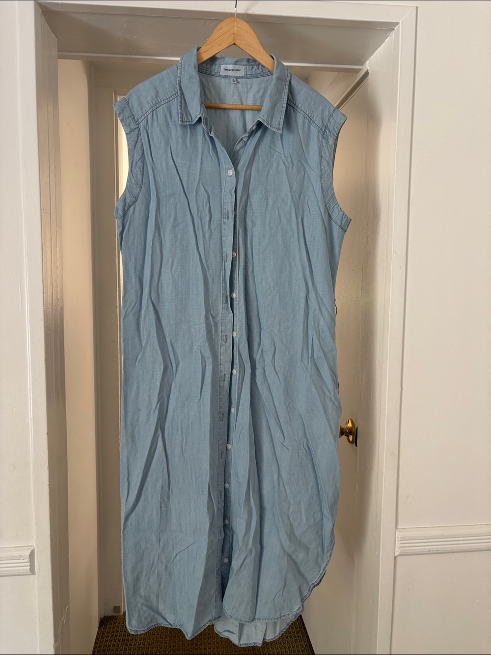 Thread & Supply Light Blue Sleeveless Denim Shirt Dress